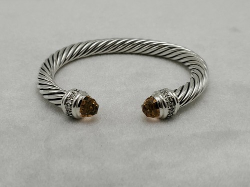 David Yurman 7mm Cable Bracelet with Morganite and Diamonds size M - Picture 2 of 7