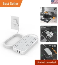 Multi-Port Charging Station 10FT Extension Cord with 8 Outlets & USB Ports