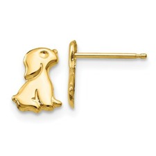 Real 14kt Yellow Gold Madi K Sitting Dog Post Earrings