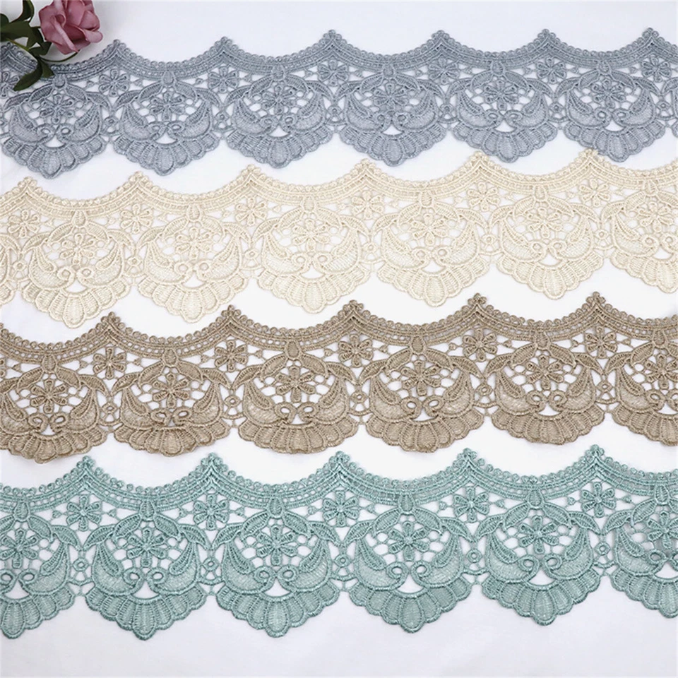 1 ярд полиэстер цветок кружева ленты водорастворимый отделки DIY одежды шитья Craft - Изображение 2 из 4