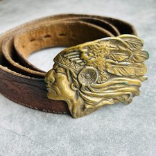 Native American Indian Chief Headdress Belt Buckle and Belt
