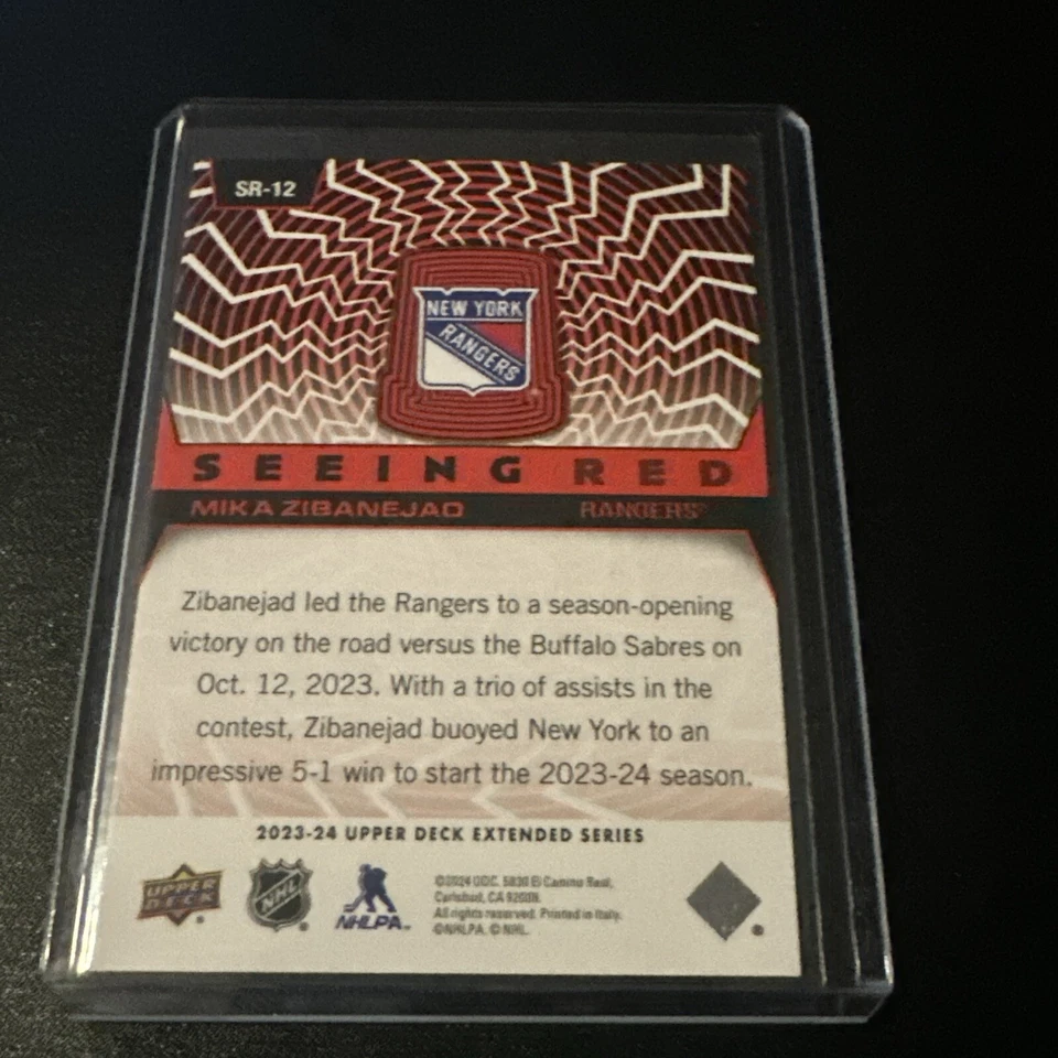 2023-24 UD Extended Series: Mika Zibanejad Seeing Red: New York Rangers - Image 2 of 2