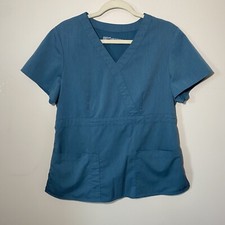 Grey's Anatomy Womens Size Medium Scrub Shirt Green V Neck With Pockets/Logo