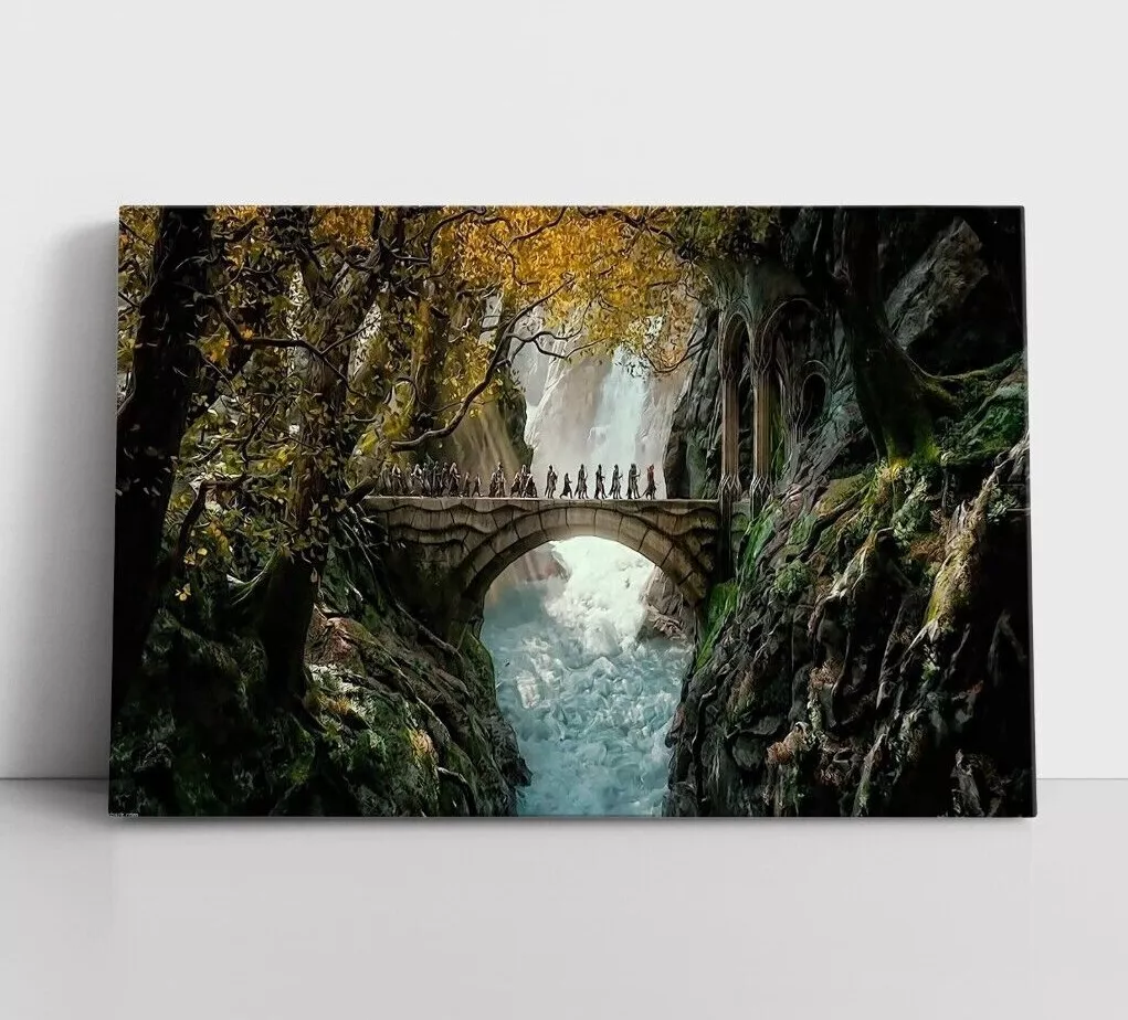 New Rivendell Painting Print Lord of The Rings LOTR Framed Canvas Wall Art  Print