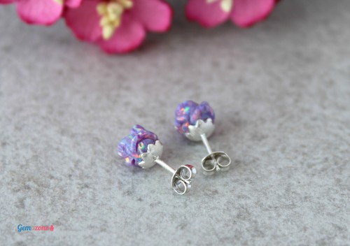 Pendientes de tachuelas de flor rosa piedra preciosa a elegir plata esterlina joyería para dama de honor - Imagen 19 de 23