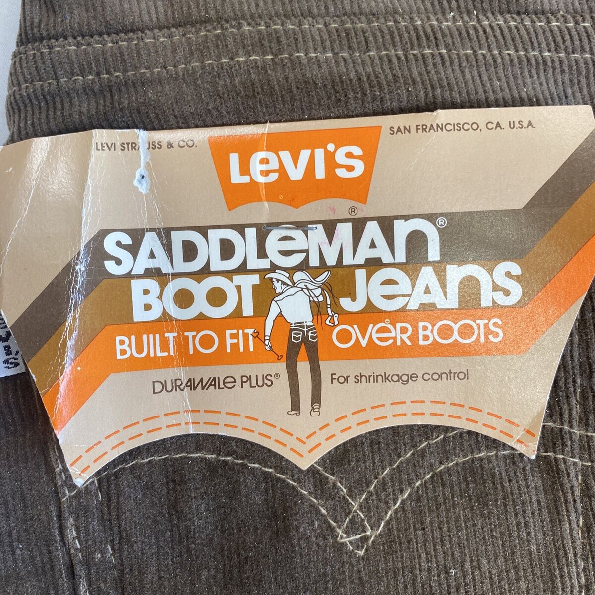 VINTAGE 1973 LEVI'S SADDLEMAN BOOT JEANS - Brown CORDUROY VINTAGE 1973 LEVI'S SADDLEMAN BOOT JEANS - Brown CORDUROY
