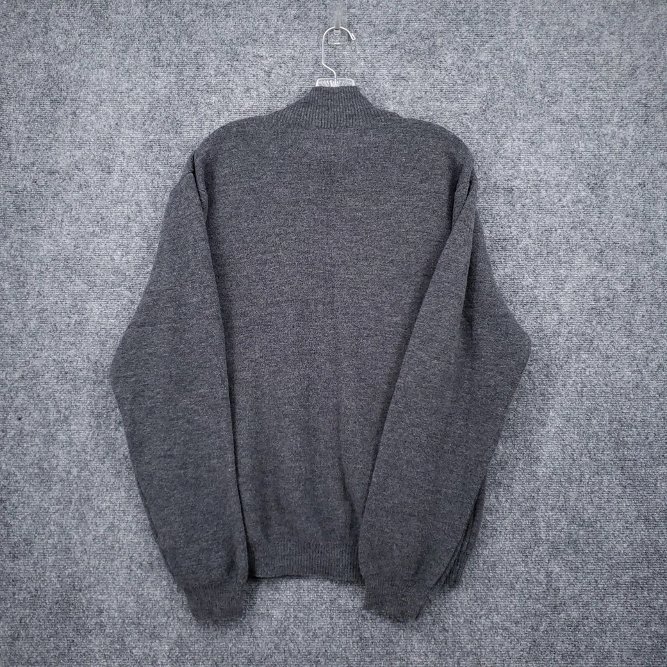 Structure Sweater Mens XL Black Merino Wool Knitted Mock Neck Quarter Zip - Image 2 of 4