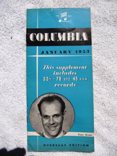 Jan 1953 British COLUMBIA Supplement TONY BRENT Record Overseas CATALOG LP 45 78