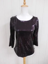 Bold Elements Size Large Purple Sequined Arm Cutout Blouse Top