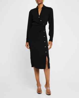 NEW, Veronica Beard Wright Asymmetric Button Shirtdress in Black Sz 8 #MD592