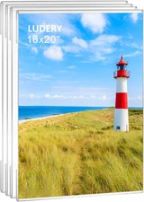 16X20 Acrylic Picture Frames,Set of 4 Clear Photo Frame for Wall,Clear Frameless