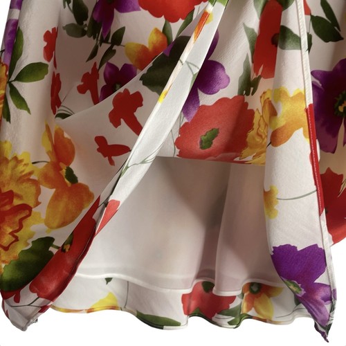 Linea por Louis Dell'Olio Falda de Seda Floral Midi Talla 10 Colorida Pascua Bonita - Imagen 17 de 18