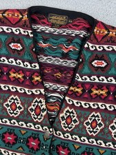 Vintage Eddie Bauer Sweater Nordic Fair Isle Geometric Cardigan Aztec Medium