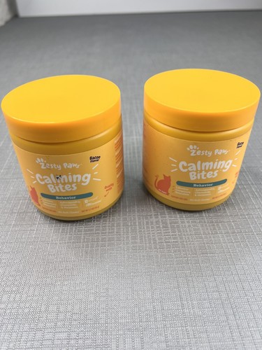 Zesty Paws Calming Bites CATS behavior 60 soft chews Bacon - Exp 8/25 Lot Of 2