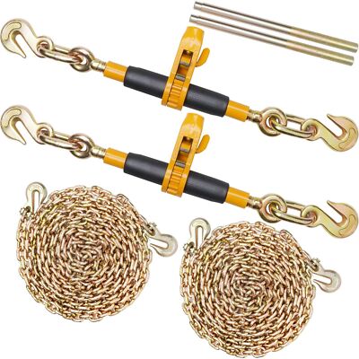 2PCS Ratchet Chain Binder 3/8''-1/2'' Heavy Duty Load Binders, with G80 Chains