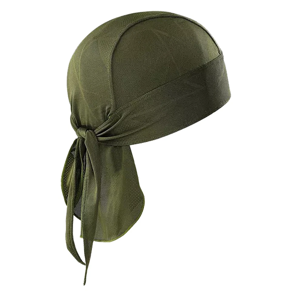 Men Durag Bandana Scarf Head Tie Down Band Cycling Biker Skull Cap Black Khaki - Image 3 of 4