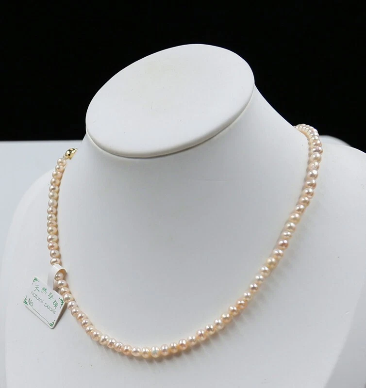 18KGP Natural 4-5 mm Unusual Pink Near Round Pearl Necklace 18" Magnetic Button - Изображение 3 из 4