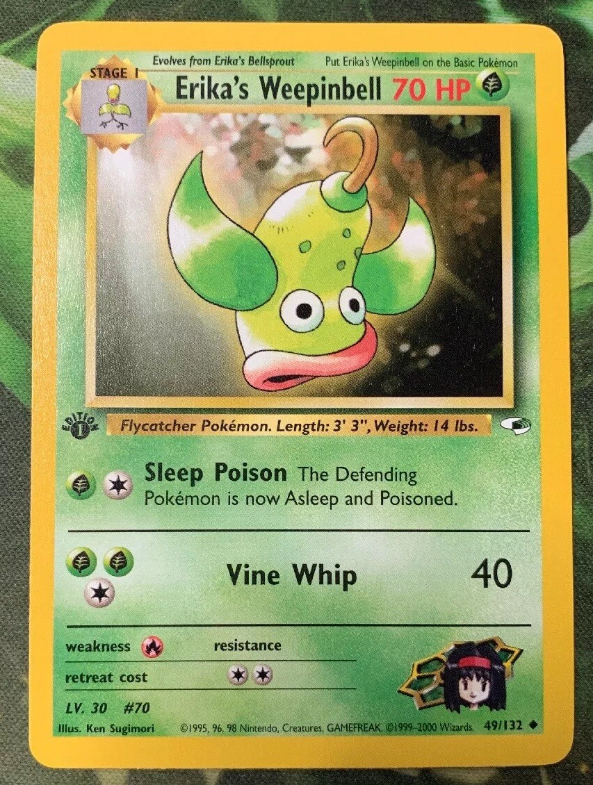 1st Edition Erika’s Weepinbell 49/132 - Gym Heroes - Near Mint