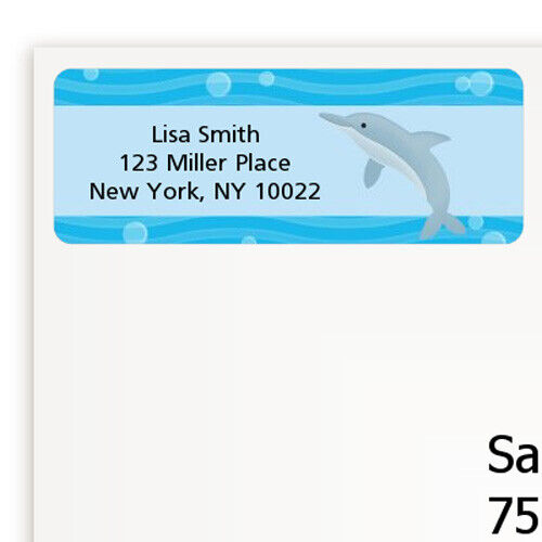 Dolphin Personalized Return Address Stickers - 27 labels - Picture 1 of 1