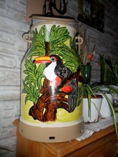 Bodenvase Handbemalt Tukan Kakadu Papagei  Dschungel  Vögel Deko Milchkanne