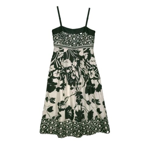 WHBM Womens Dress Size 10 Black White Silk Midi Sundress Straps Floral Lovely