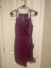 LULUS Purple Satin Asymmetrical Mini Dress, New With Tags, Zip back