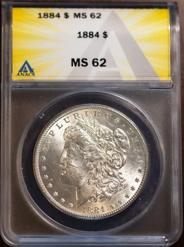 1884 $1 Silver Morgan MS 62 ANACS Unc Example New # 7432888 + Bonus