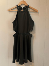 Forever 21 Cutout skater dress with faux leather details M