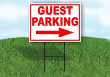 GUEST PARKING RIGHT arrow red Yard Sign Road with Stand LAWN SIGN Single sided