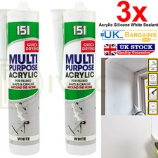 3x Acrylic White Sealant Filler Anti Mould Adhesive Unibond for Kitchen Bathroom