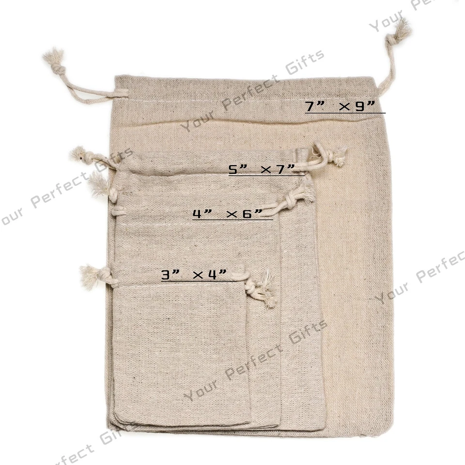 Lot of 25/50/100 Wedding Hessian Burlap Jute Favor Gift Bags Drawstring Pouch - Image 3 of 4