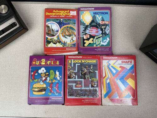 Lot 5 Intellivision Video Games Dungeons & Dragons Tarmin Vectron Burger Time