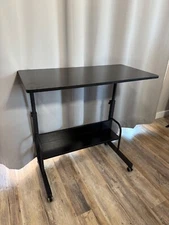 Mobile Side Table, Mobile Laptop Desk Cart, Adjustable 31.5x15.7 Table w/ Wheels