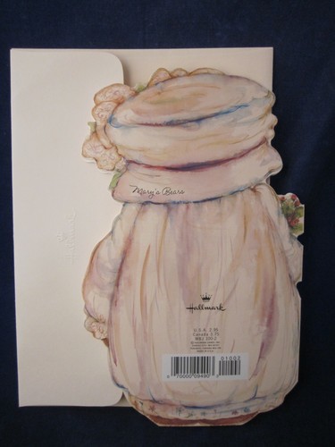 HALLMARK Mary Hamilton Mary's Bears Greeting Card 10" Die Cut Hat Flower VINTNEW - Picture 7 of 9