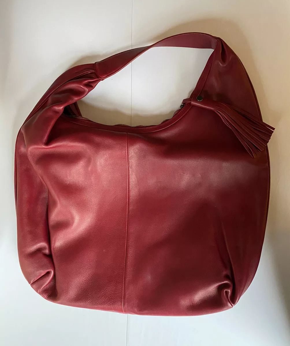 BARNEYS NEW YORK Red Pebble Leather Hobo Shoulder Tassel Bag NEW + TAG NWT  $1050 | eBay