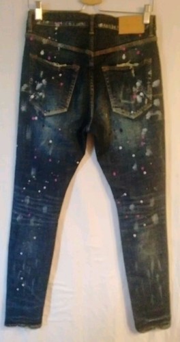 PURPLE BRAND JEANS STYLE #P001 BLUE SKINNY DISTRESSED SPLATTERED PAINT SIZE 30 - Picture 6 of 14