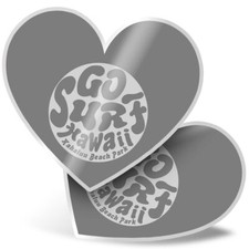 2 x Heart Stickers 15 cm - BW - Go Surf Hawaii Kahaluu Beach Park #40553