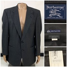 Burberrys Mens 100 Wool Blazer Jacket Coat Size 40R Dark Gray EXCELLENT C ONDI