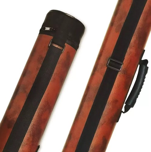 Billiard Pool Cue Stick Hard Case Storage Bag With Shoulder Strap Leather Brown - Picture 2 of 9