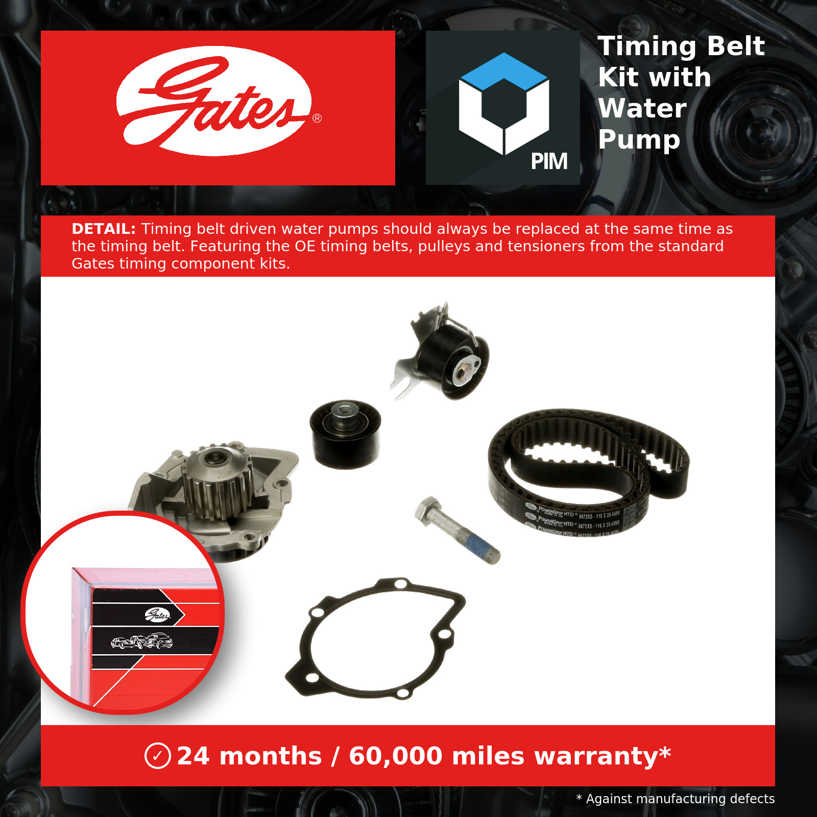 Timing Belt & Water Pump Kit fits CITROEN C5 Mk3 2.0D 2008 on Set Gates Quality - Image 10
