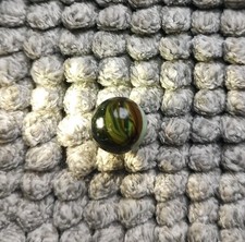 RARE Antique Marble Akro Agate Hybrid Popeye Green White Blue 0.60" Inside Swirl
