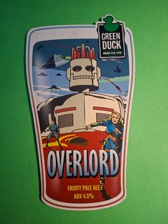 GREEN DUCK brewery OVERLORD real ale beer pump clip badge Stourbridge