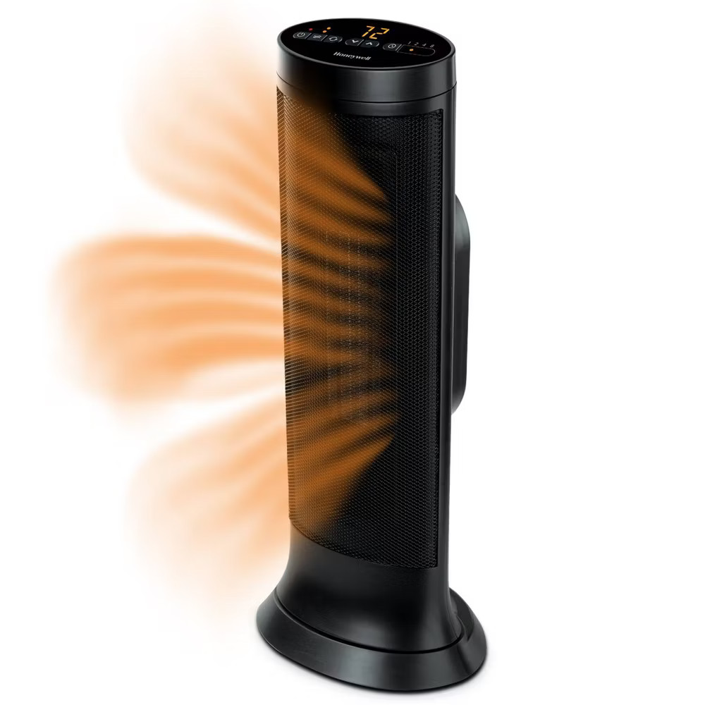 Honeywell Slim Ceramic Tower Heater Black: Indoor Space Heater, Adjustable