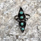 Vintage Southwestern Sterling Silver Turquoise Tear Drop Bow Ring Size 6