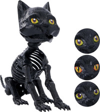 Black Cat Skeleton Halloween Decorations 8" Plastic Animal Skeletons