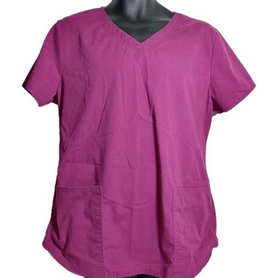 Scrubstar Cotton Blend Scrub Top Wine Red 2 Pocket VNeck WM842 Size LARGE