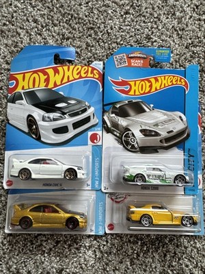 Hot Wheels Honda Civic Si (Gold with black hood) & Honda S2000