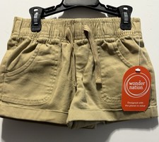 Wonder Nation Girls Pull-On Shorts SZ XS 4-5 Elastic Waist Drawstring Khaki NWT