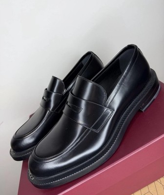 Gucci Herren Schwarz Premium GG Metall Logo Leder Halbschuhe Größe 9UK/10US