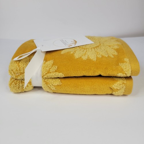 Set 2 Yellow Harvest Gold Sunflowers Hand Towels Kitchen Bath Fall Sunny Thistle - Picture 4 of 13